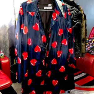 Love, Moschino rain jacket, beautiful heart detail color navy and red